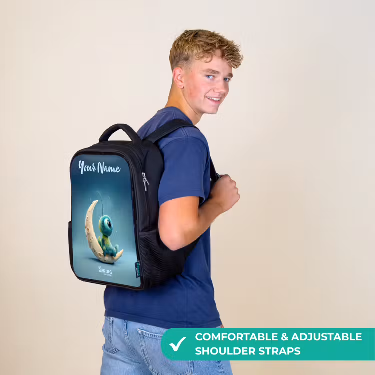 Kids backpack with name - Black - Dreamy Creature on the Moon — 11