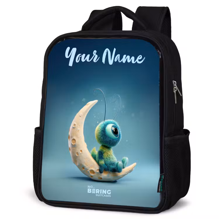 Kids backpack with name - Black - Dreamy Creature on the Moon — 6