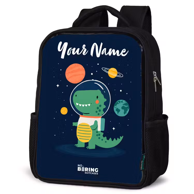 Kids backpack with name - Black - Space - Dino - Planets - Stars — 6