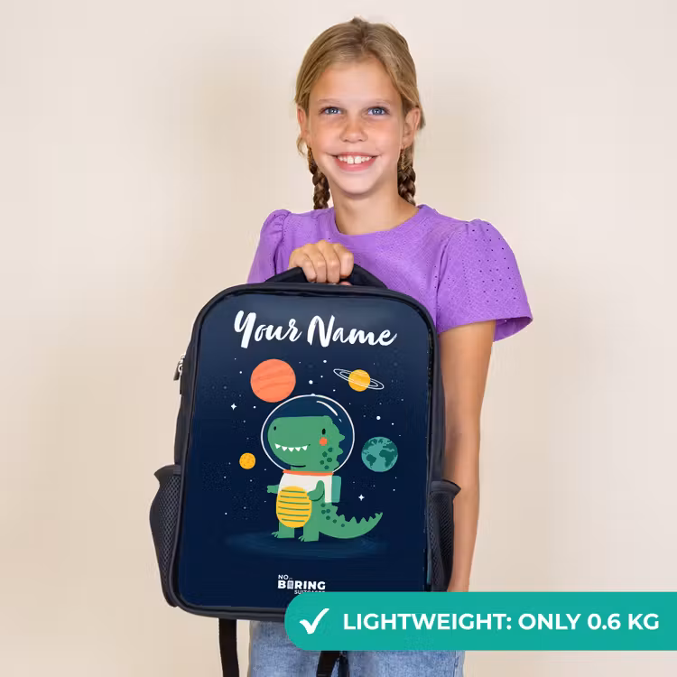 Kids backpack with name - Black - Space - Dino - Planets - Stars — 9