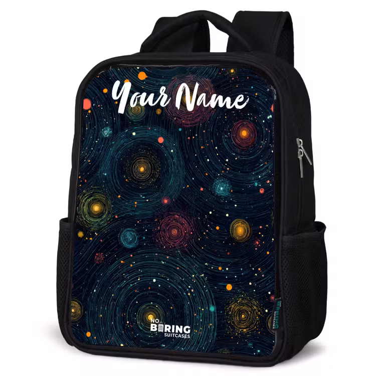 Kids backpack with name - Black - Stars - Planets - Colorful — 6