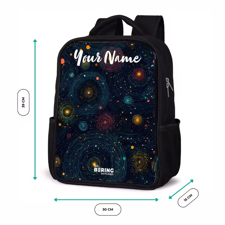 Kids backpack with name - Black - Stars - Planets - Colorful — 8