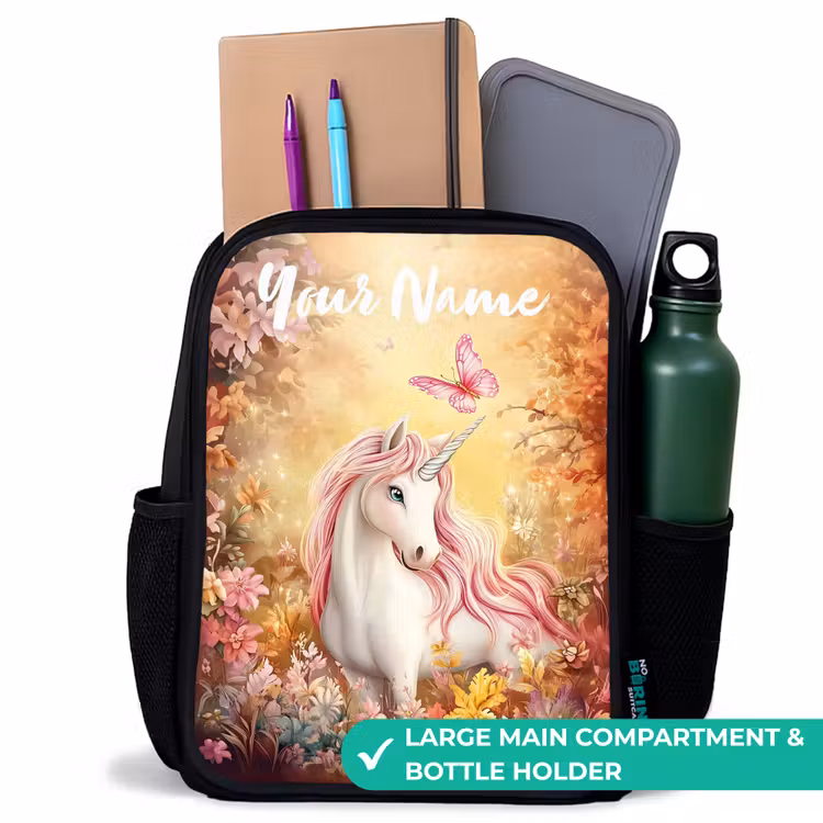Kids backpack with name - Black - Unicorn - Butterfly - Pink - Mane — 10