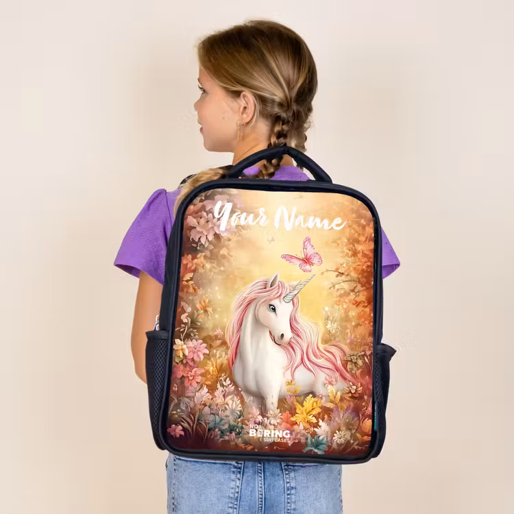 Kids backpack with name - Black - Unicorn - Butterfly - Pink - Mane — 4
