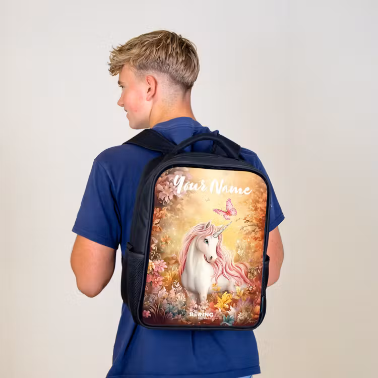 Kids backpack with name - Black - Unicorn - Butterfly - Pink - Mane — 5
