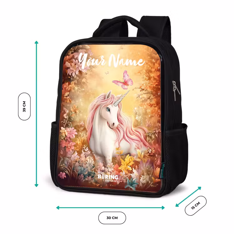 Kids backpack with name - Black - Unicorn - Butterfly - Pink - Mane — 8