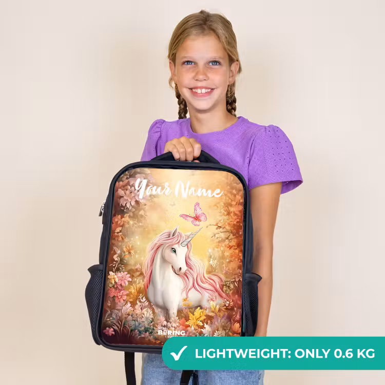 Kids backpack with name - Black - Unicorn - Butterfly - Pink - Mane — 9