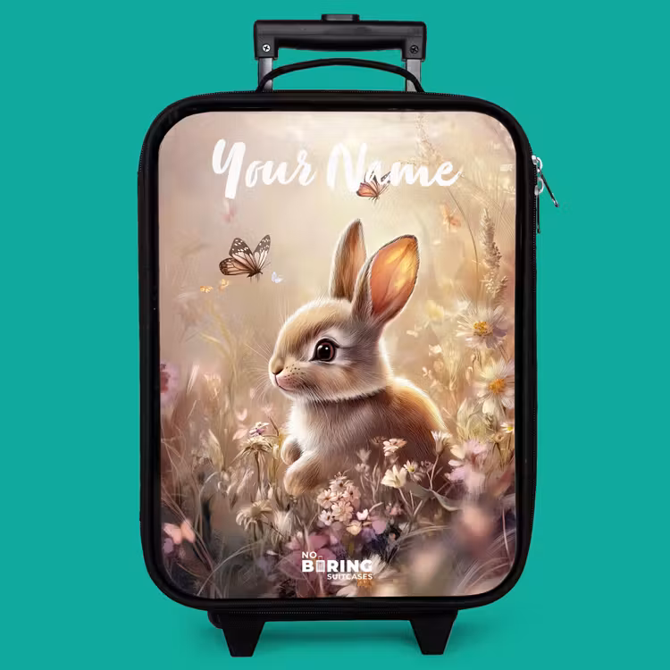 Children's suitcase with name - Bunny - Brown - Flowers - Butterflies — 4