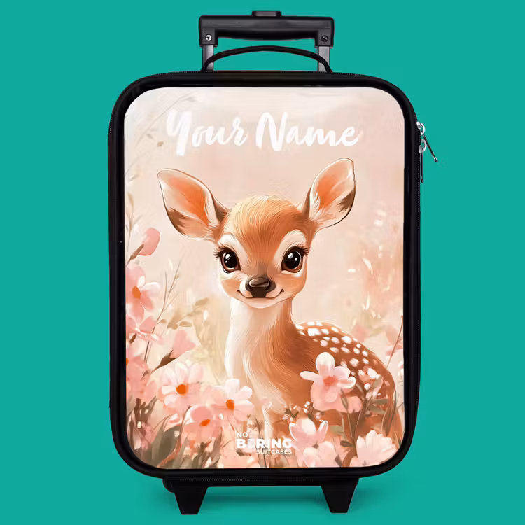 Children's suitcase with name - Deer - Flowers - Dots - Pink — 4