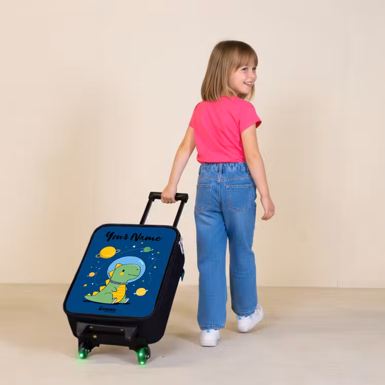 Children's suitcase with name - Dino - Planet - Star - Blue — 2