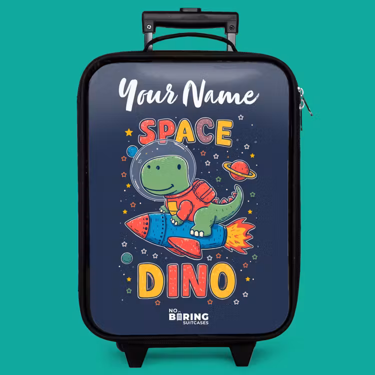 Children's suitcase with name - Dinosaur - Green - Rocket - Starry Sky — 4