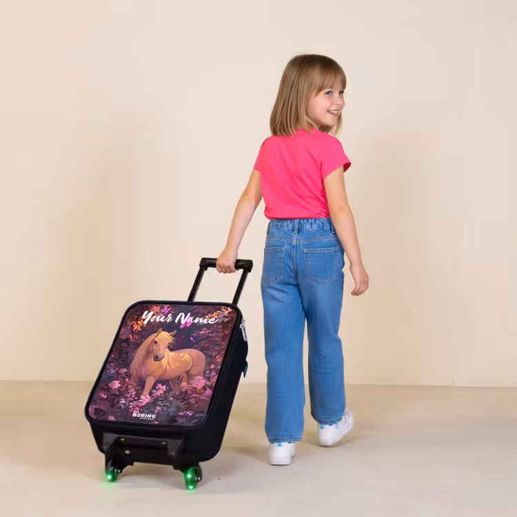 Children's suitcase with name - Horse - Flowers - Purple - Butterfly — 2
