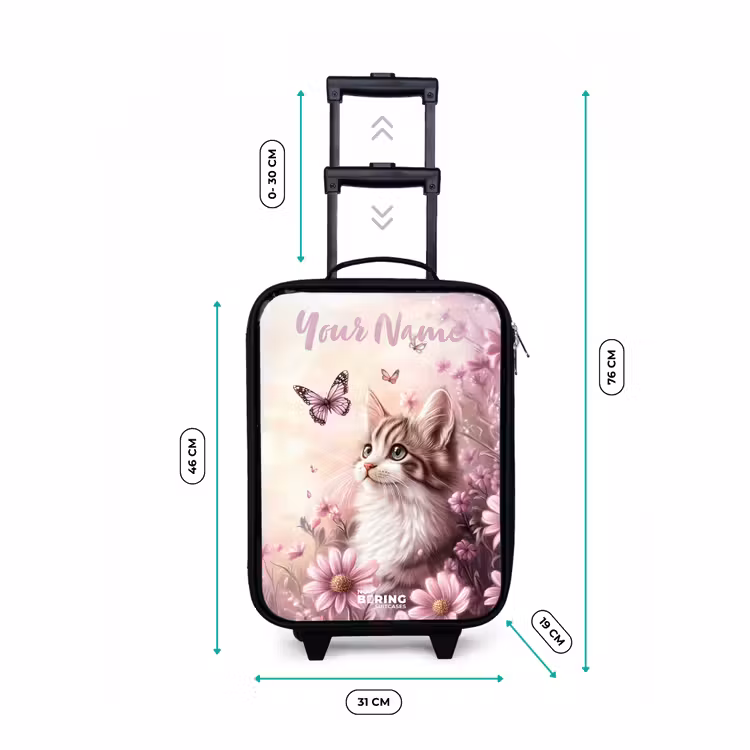 Children's suitcase with name - Kitten - Butterflies - Purple - Flowers — 3