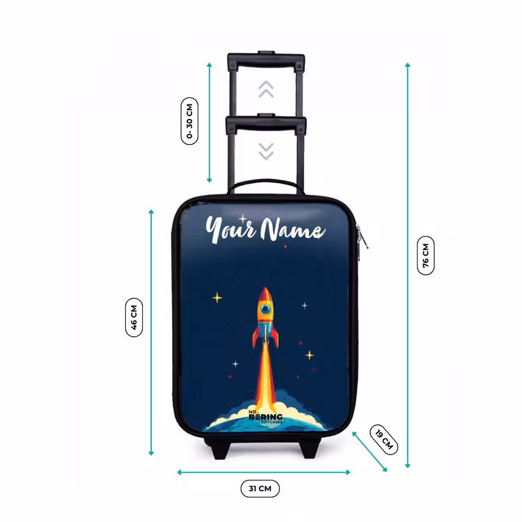 Children's suitcase with name - Planet - Rocket - Stars - Dark blue — 3