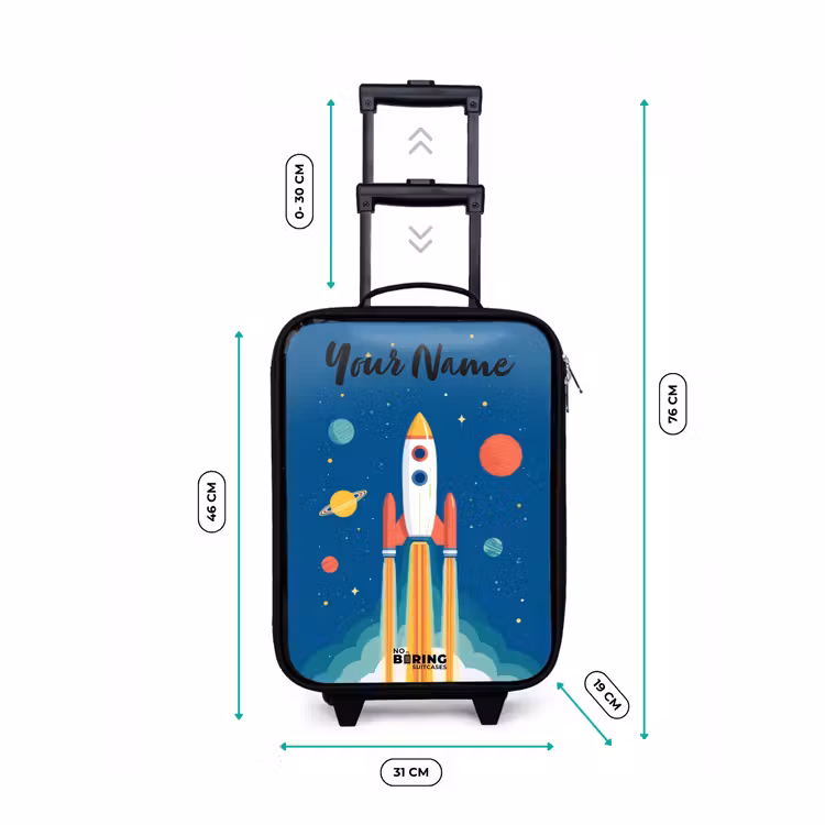 Children's suitcase with name - Rocket - Planet - Stars - Multicolored — 3