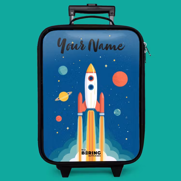 Children's suitcase with name - Rocket - Planet - Stars - Multicolored — 4