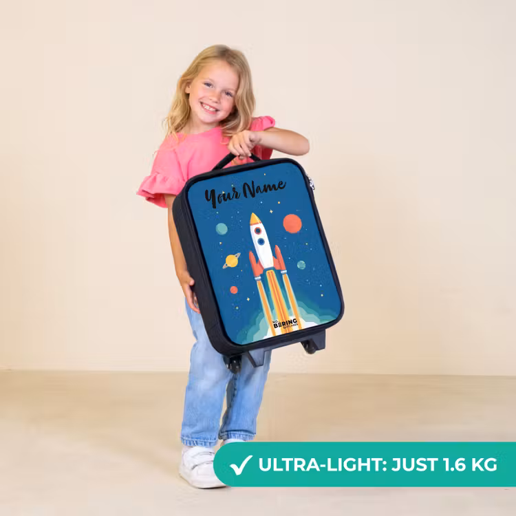 Children's suitcase with name - Rocket - Planet - Stars - Multicolored — 5