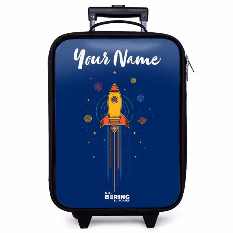 Children's suitcase with name - Rocket - Planets - Stars — 1