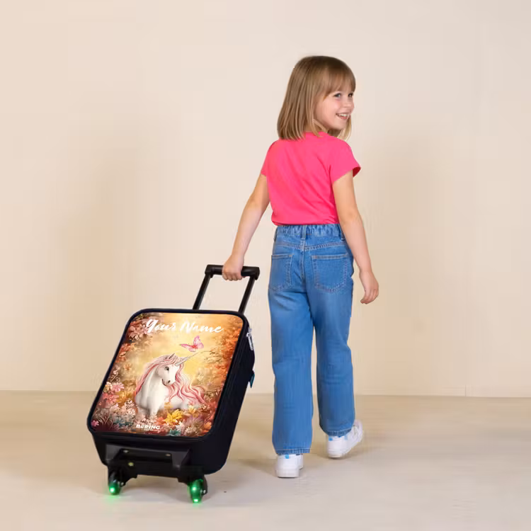 Children's suitcase with name - Unicorn - Butterfly - Pink - Mane — 2
