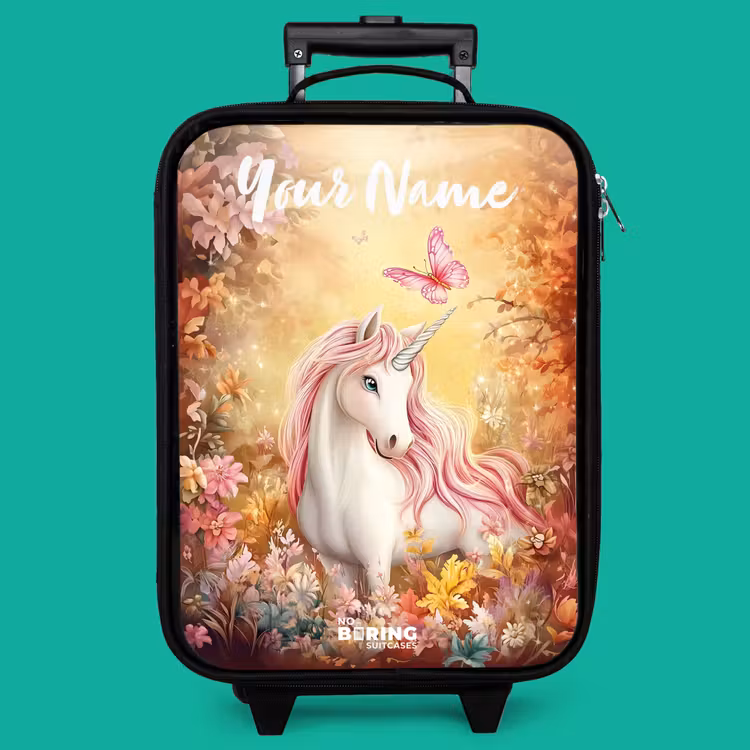 Children's suitcase with name - Unicorn - Butterfly - Pink - Mane — 4