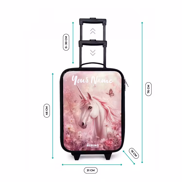 Children's suitcase with name - Unicorn - Pink - Butterfly - Flowers — 3