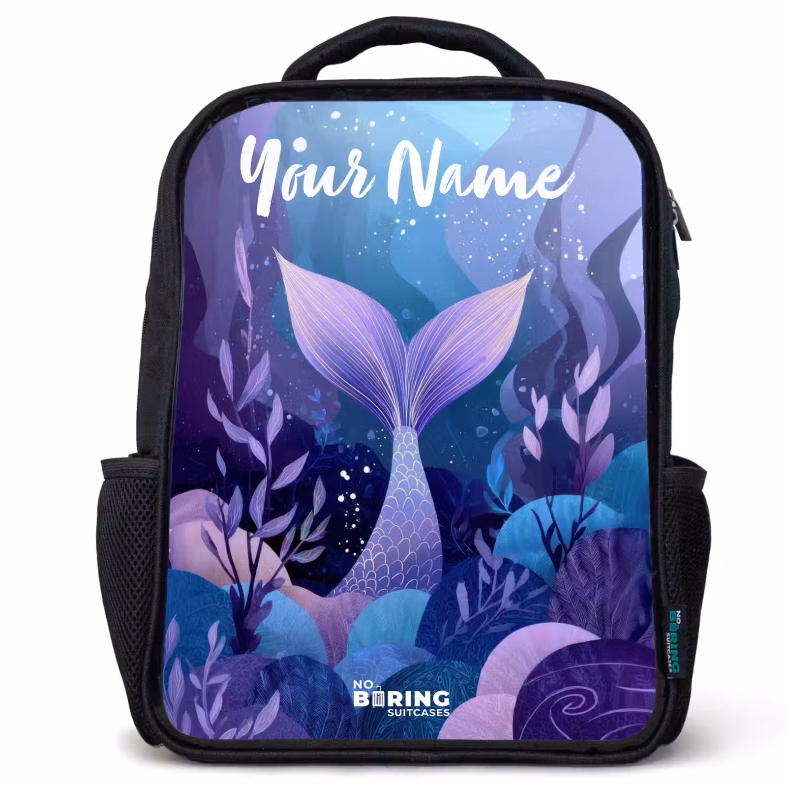 Kids backpack with name - Black - Mermaid - Underwater - Purple - Blue — 1