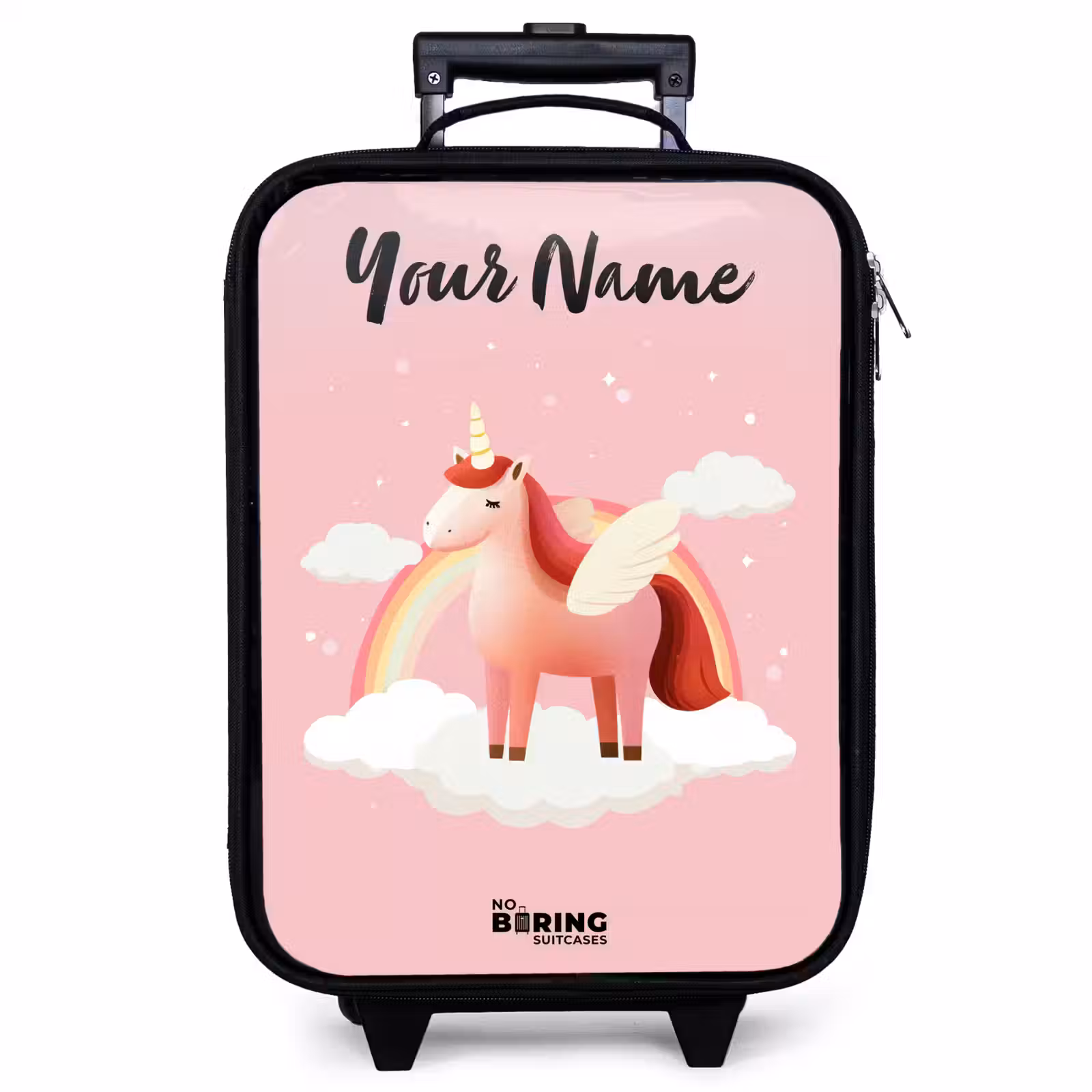 Children's suitcase with name - Unicorn - Wings - Pink - Rainbow — 1