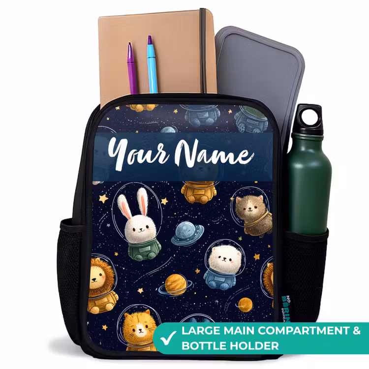 Kids backpack with name - Black - Animals - Astronaut - Planets - Stars — 10