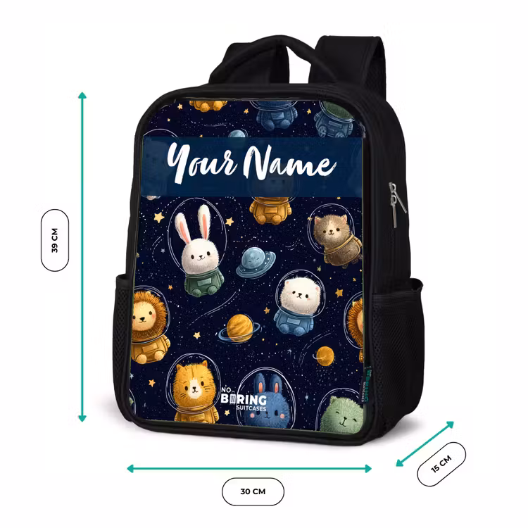 Kids backpack with name - Black - Animals - Astronaut - Planets - Stars — 8