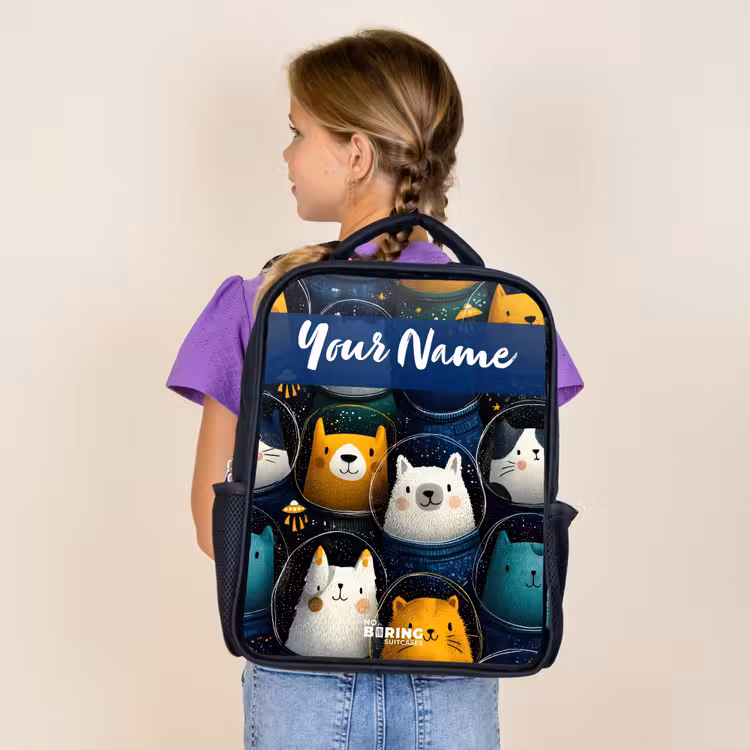 Kids backpack with name - Black - Animals - Stars - Planets - Astronaut — 4