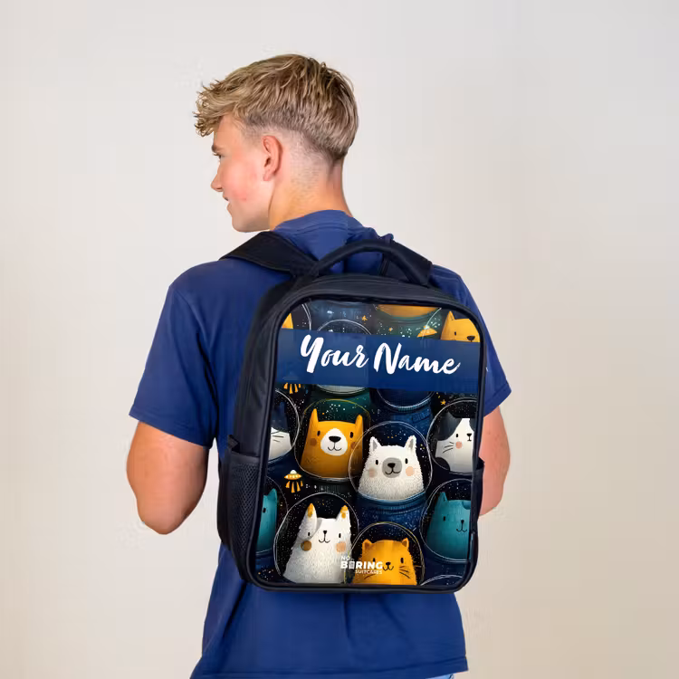 Kids backpack with name - Black - Animals - Stars - Planets - Astronaut — 5
