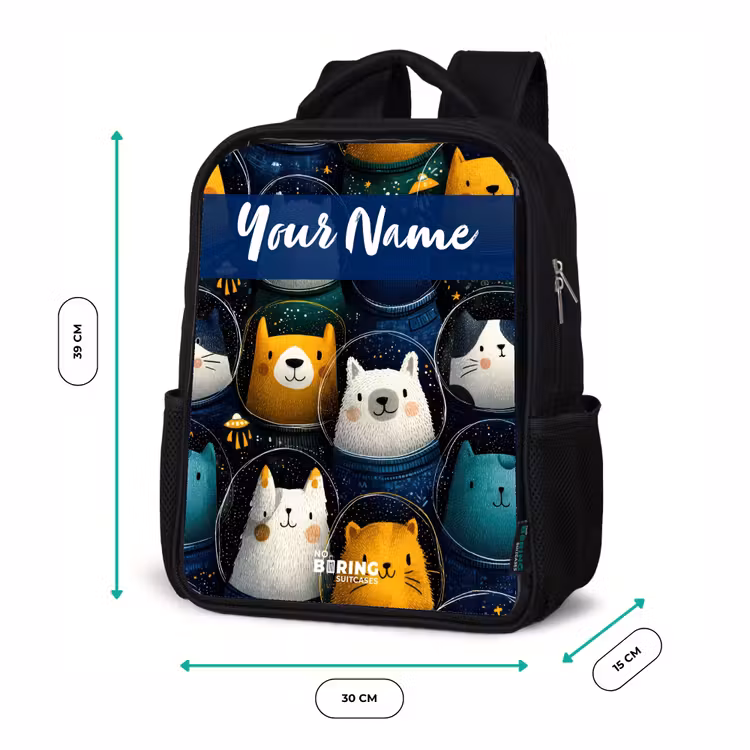 Kids backpack with name - Black - Animals - Stars - Planets - Astronaut — 8