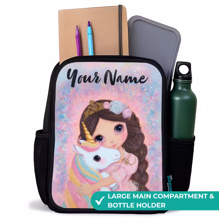 Kids backpack with name - Black - Girl - Unicorn - Glitter — 10