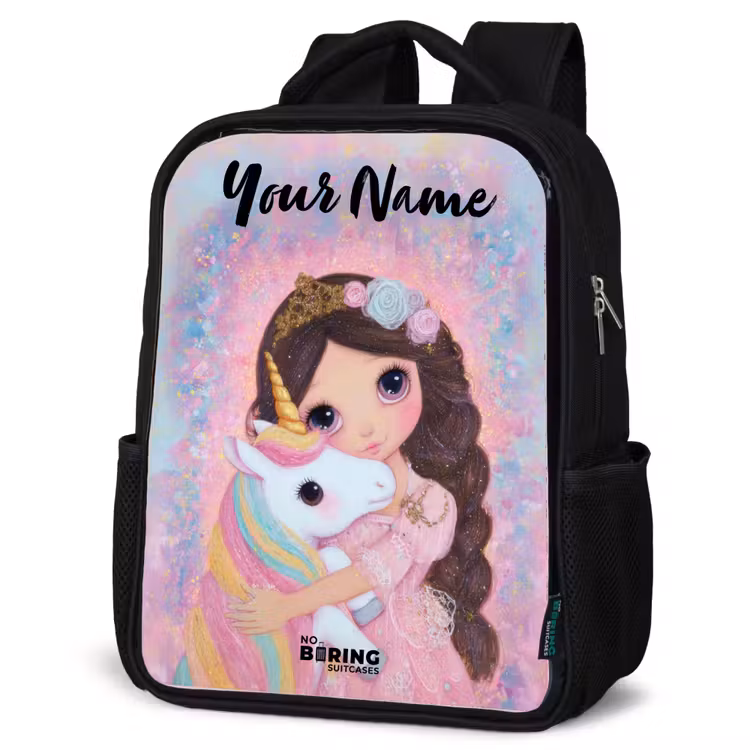 Kids backpack with name - Black - Girl - Unicorn - Glitter — 6