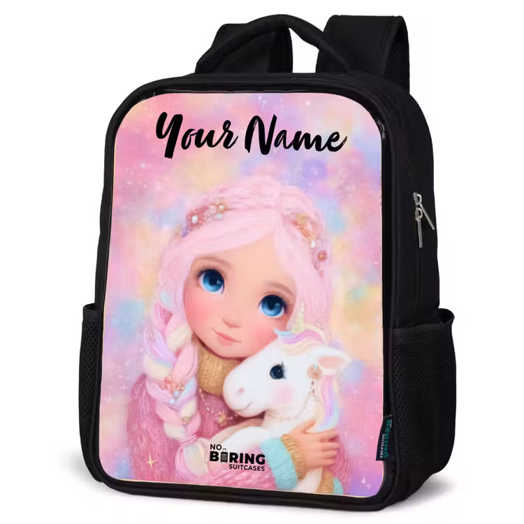 Kids backpack with name - Black - Girl - Unicorn - Pink — 6
