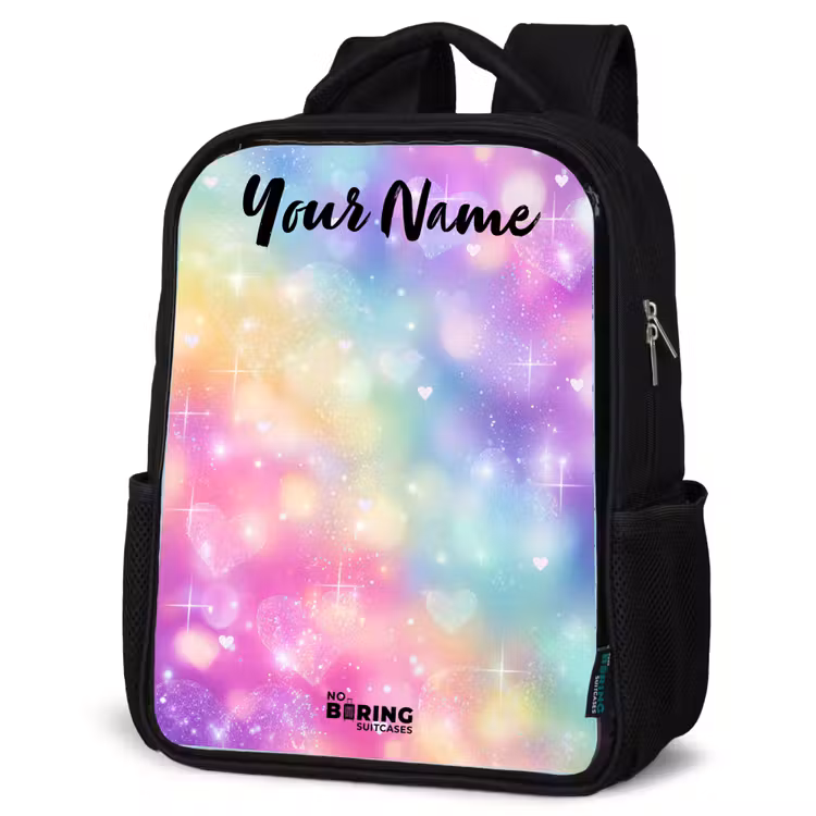 Kids backpack with name - Black - Light - Rainbow - Hearts — 6