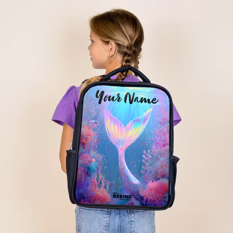 Kids backpack with name - Black - Mermaid - Coral - Water — 4