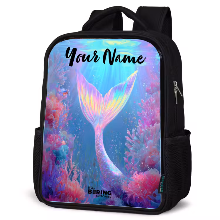 Kids backpack with name - Black - Mermaid - Coral - Water — 6