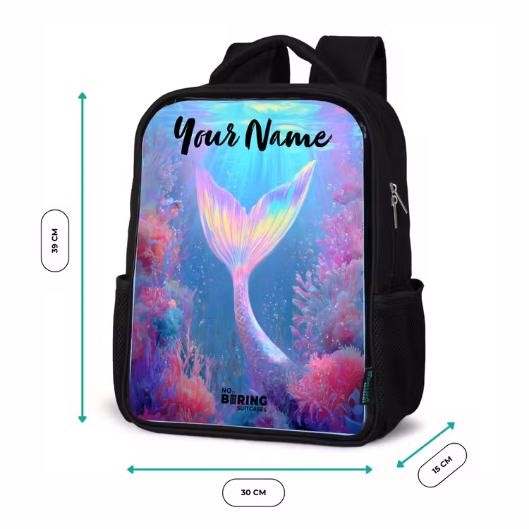Kids backpack with name - Black - Mermaid - Coral - Water — 8