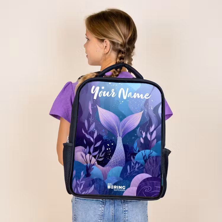 Kids backpack with name - Black - Mermaid - Underwater - Purple - Blue — 4