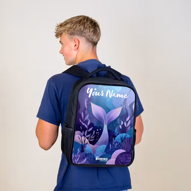 Kids backpack with name - Black - Mermaid - Underwater - Purple - Blue — 5
