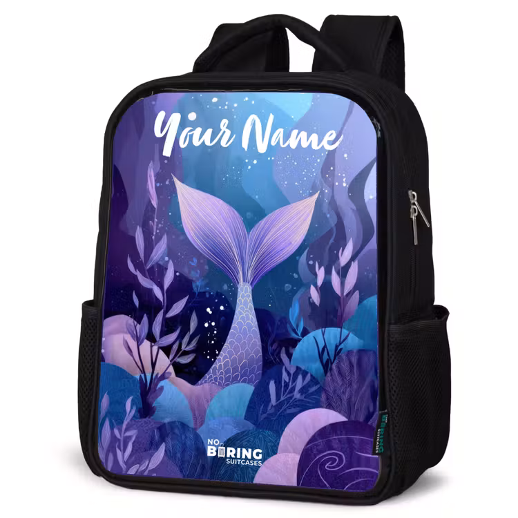 Kids backpack with name - Black - Mermaid - Underwater - Purple - Blue — 6