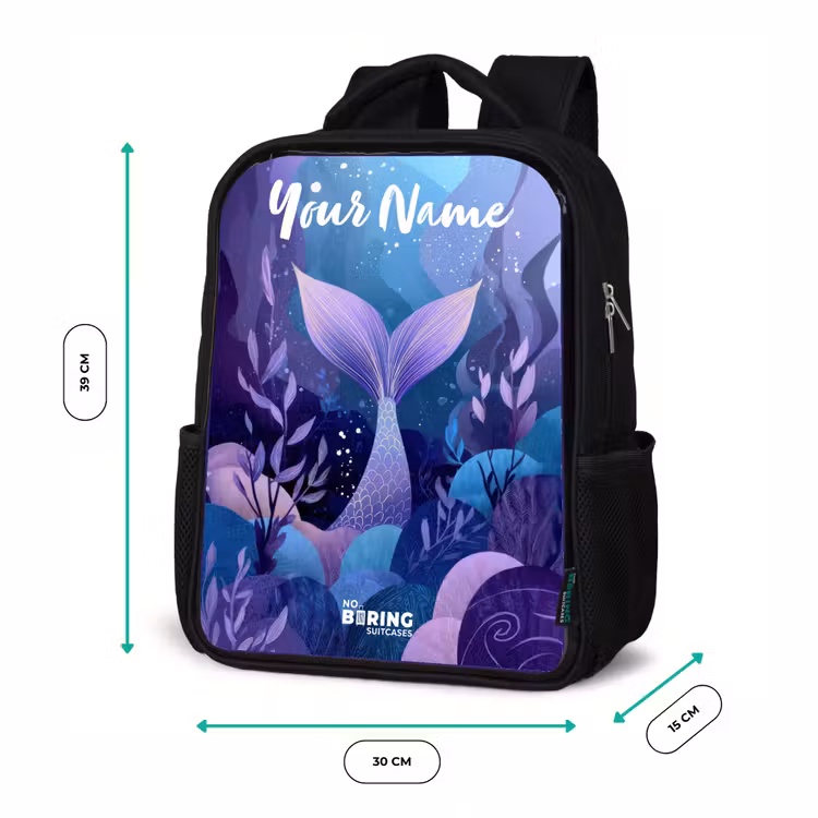 Kids backpack with name - Black - Mermaid - Underwater - Purple - Blue — 8