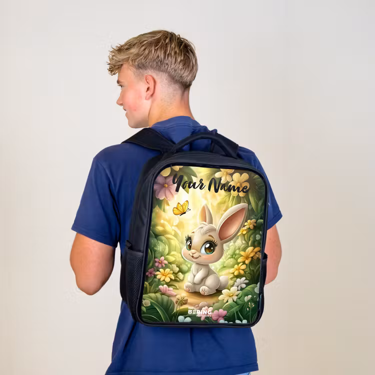 Kids backpack with name - Black - Rabbit - Sunlight - Fairytale - Butterfly — 5