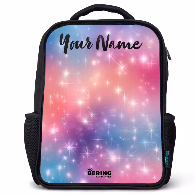 Kids backpack with name - Black - Stars - Abstract - Colors — 1