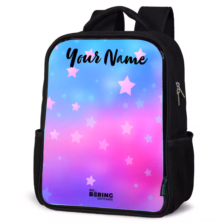 Kids backpack with name - Black - Stars - Pink - Blue — 6