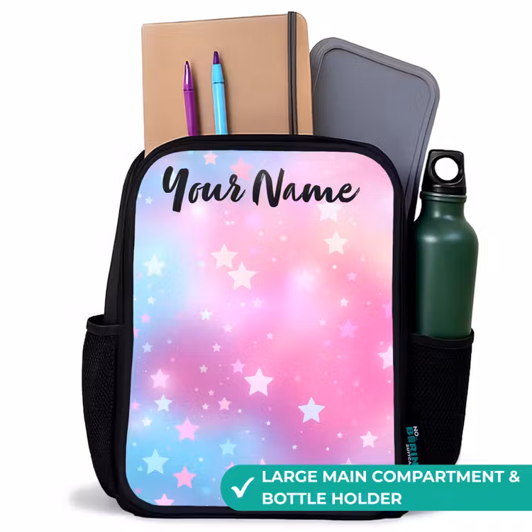 Kids backpack with name - Black - Stars - Pink - Blue — 10