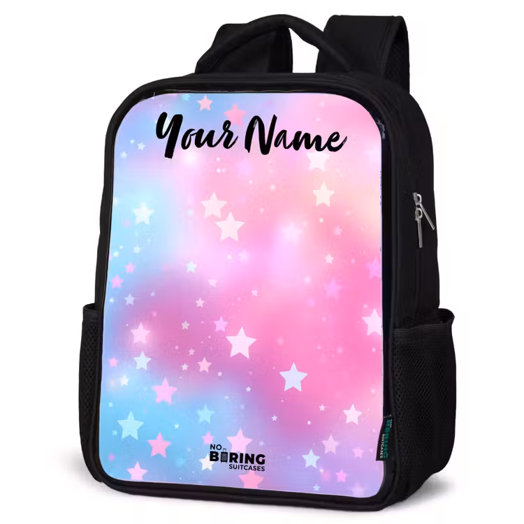 Kids backpack with name - Black - Stars - Pink - Blue — 6