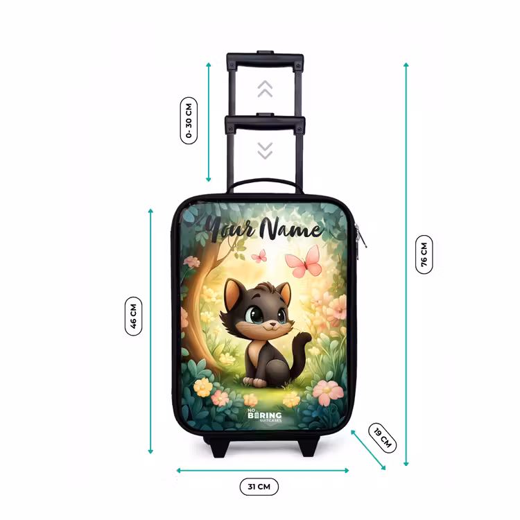 Children's suitcase with name - Cat - Butterfly - Flowers — 3