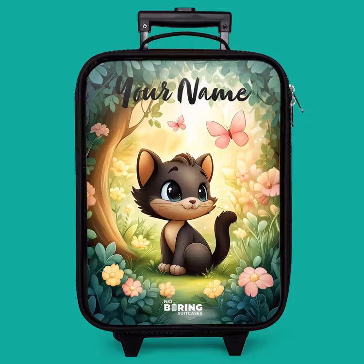 Children's suitcase with name - Cat - Butterfly - Flowers — 4